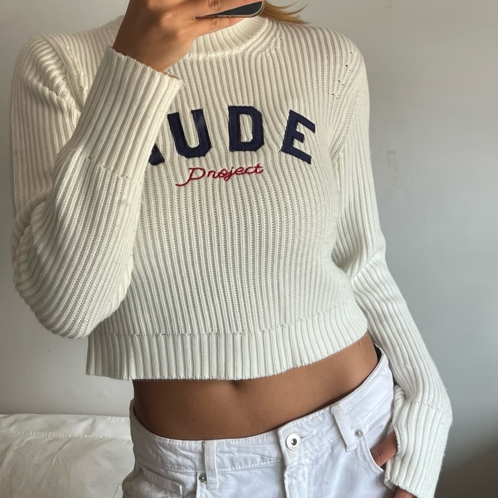 NUDE Project White Ribbed Sweater - Picture 6 of 8